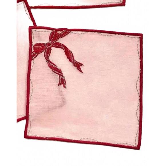 NEW BISCUIT HOME gift box cocktail napkins - set of four in pink - Picture 2 of 2